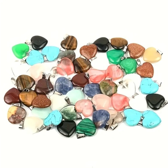 ⭐️ 5 for $25 Heart Shaped Crystal Glass Pendant Necklace on a Black Cord - Picture 4 of 10